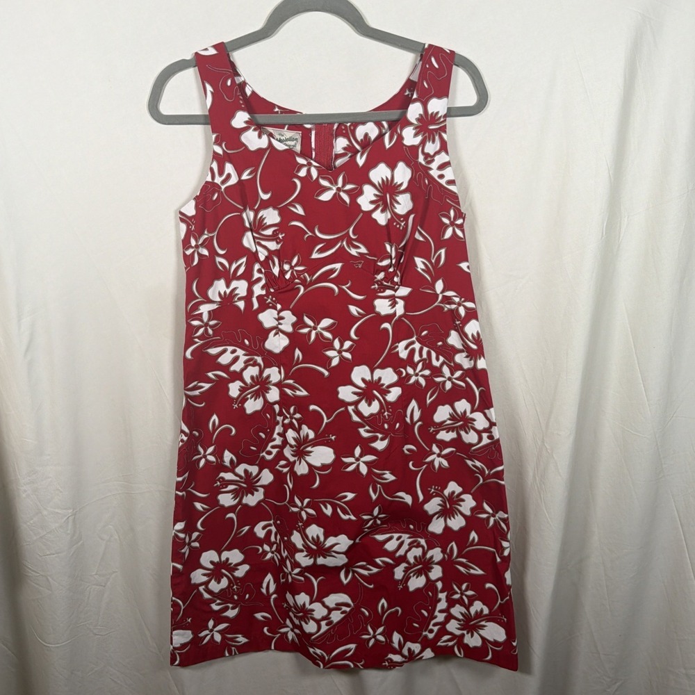 Vintage Hilo Hattie Hawaiian Original Dress Red Floral Made‎ in Hawaii A Line 10